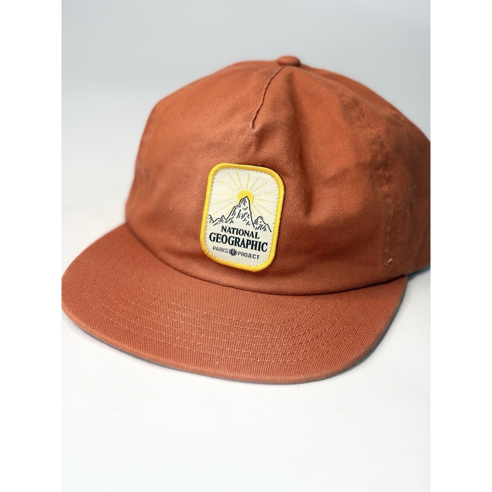 NATIONAL GEOGRAPHIC X PARKS PROJECT EMBROIDERED PATCH LOGO ORANGE HAT ADJUSTABLE